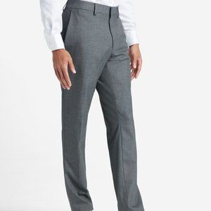 Premium Stretch Twill Slim Fit Flex Waistband Flat Front Dress Pant - Grey